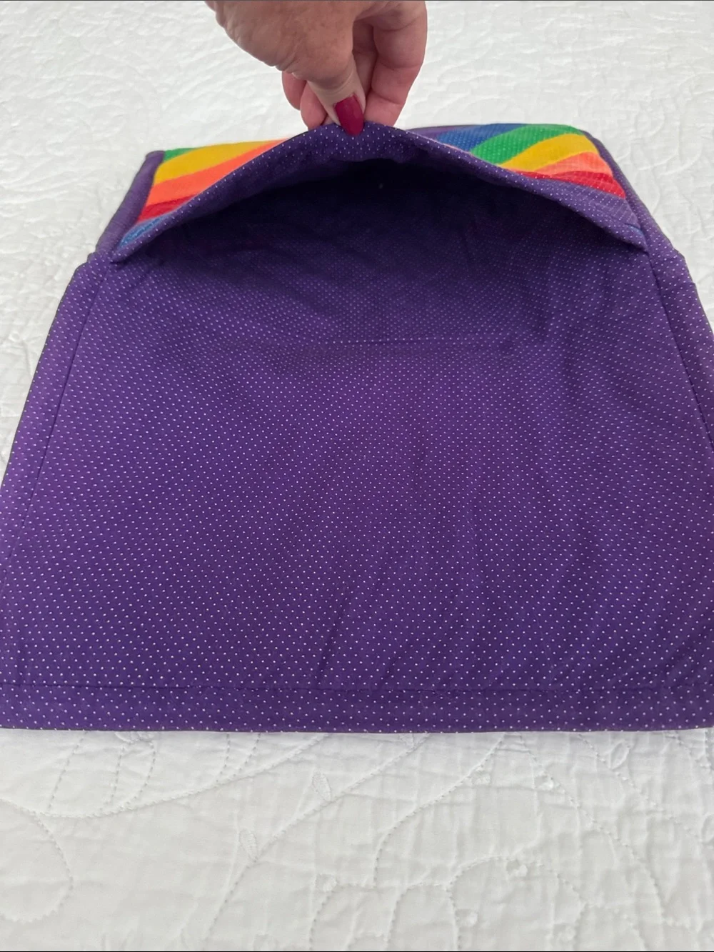 Handmade Rainbow Stripe Foldover Clutch